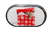 Púzdro so zrkadielkom Vianočný motív - Mačiatko v krabici