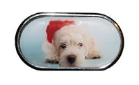 Púzdro so zrkadielkom Vianočný motív - Dlhosrsté šteňa v čiapke